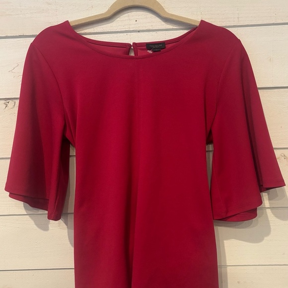 Ann Taylor Factory Dark Pink/Red with adjustable Tie Front /Back Blouse - Picture 1 of 14